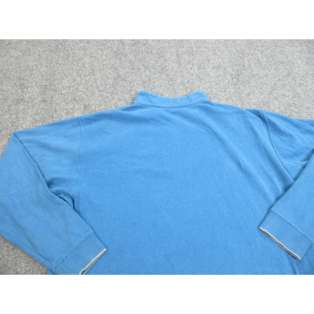 Peter Millar Sweater Mens 2XL Blue Quarter Zip Cotton Pullover Golf‎ Casual